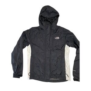 The North Face HyVent Rain Jacket Women's XS Black White Hooded Mesh Lined Shell